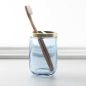 Moda at home Jasper Blue and Gold Glass Toothbrush Holder