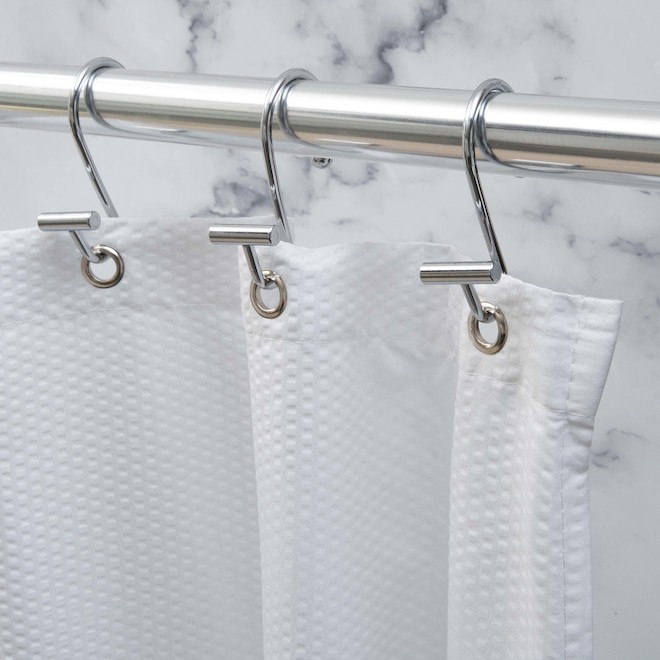 Moda at Home Chromed Iron Circular Shower Curtain Hooks - Set of 12  305916-CHR