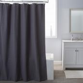 Moda at Home 71 x 71-in Waffle Texture Grey Polyester/Cotton Shower Curtain