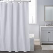 Moda at Home 71 x 71-in Waffle Texture White Polyester/Cotton Shower Curtain