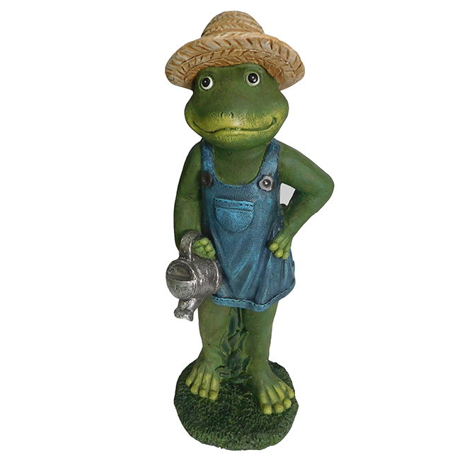 Angelo Décor Garden Statue - Frog with Watering Can - 18-in - NuCrete - Multicolour