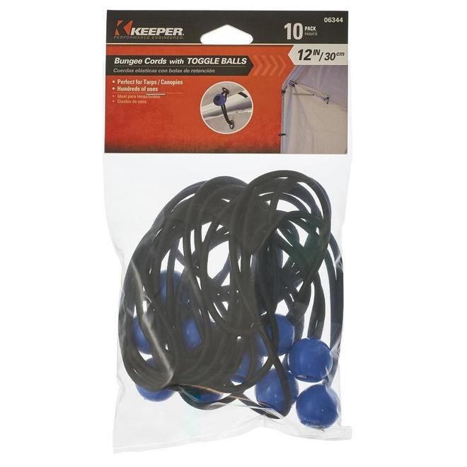 Keeper 12-in Bungee Cords with Ball - 10-Pack 06344-6