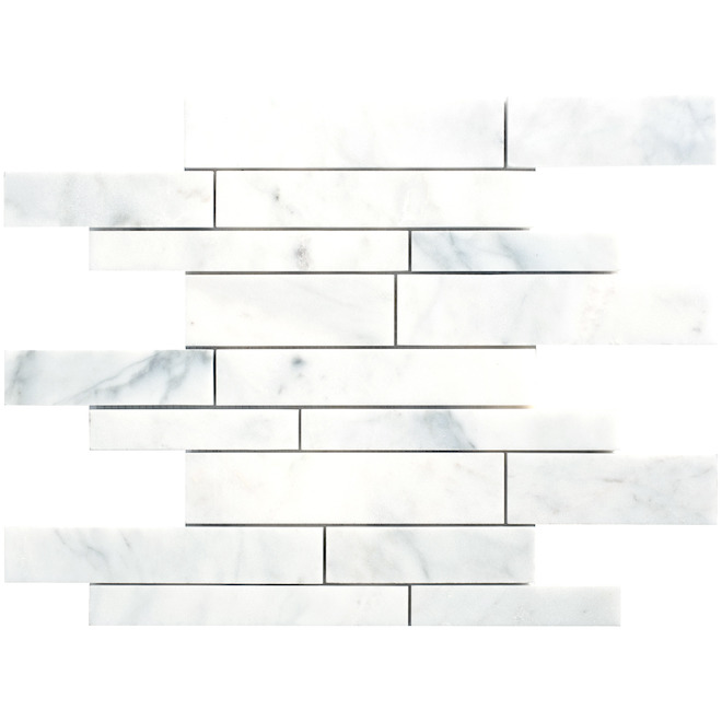 Image of Faber | Carrara 12-In X 16-In Polished White Marble Natural Stone Mosaic Wall Tile | Rona
