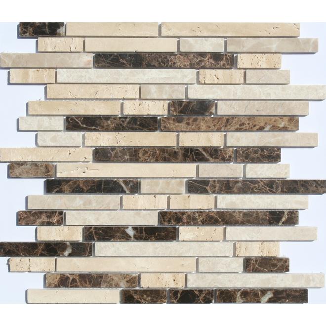 12-in x 14-in Sandalwood Blend Freeway Mosaic Natural Stone Wall Tile ...
