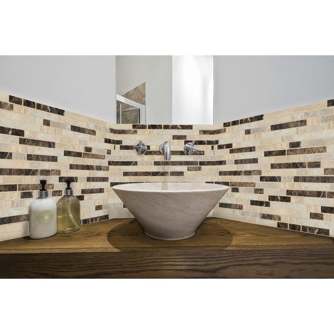 12-in x 14-in Sandalwood Blend Freeway Mosaic Natural Stone Wall Tile