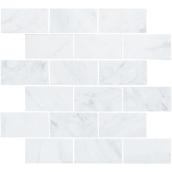 Faber 12-in x 14-in Polished White and Silver Marble Natural Stone Mosaic Wall Tile