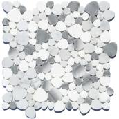 Faber Stone & Tile Mosaic Polished Pebble Tiles 13-in x 13-in Grey and Silver