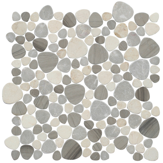 Image of Faber | 13-In X 13-In Grey/beige Sand Dunes Natural Stone Mosaic Wall Tile - 5/box | Rona