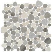 Faber Stone & Tile Pebble Mosaic Wall Tiles Marble 13-in x 13-in Grey and Beige