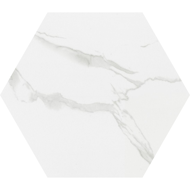 Image of Faber | Carrara Cipriani 8-In X 9-In X 9-Mm Hexagonal Matte Marble White Ceramic Tile - 25/box | Rona