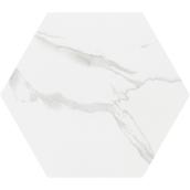 Faber Hexagon Ceramic Carrara Tile Cipriani - 8-in x 9-in - Matte Marble White