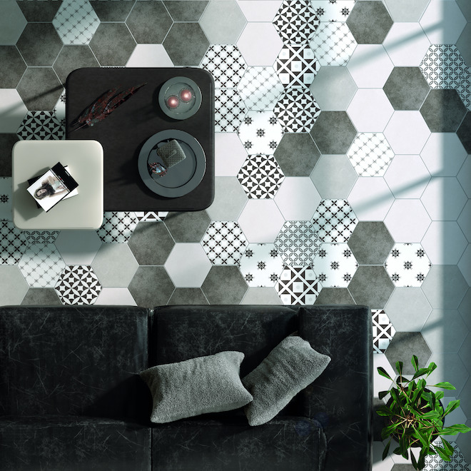 Faber Antic Deco Hexagon Porcelaine Tile - 10-in x 11-in - Patterns