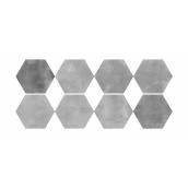 Carreau de sol en porcelaine hexagonale argent uni 10 po x 12 po Marocain