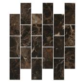 Carreau de métro en mosaïque de marbre poli foncé Emperador de 12 po x 14 po Faber