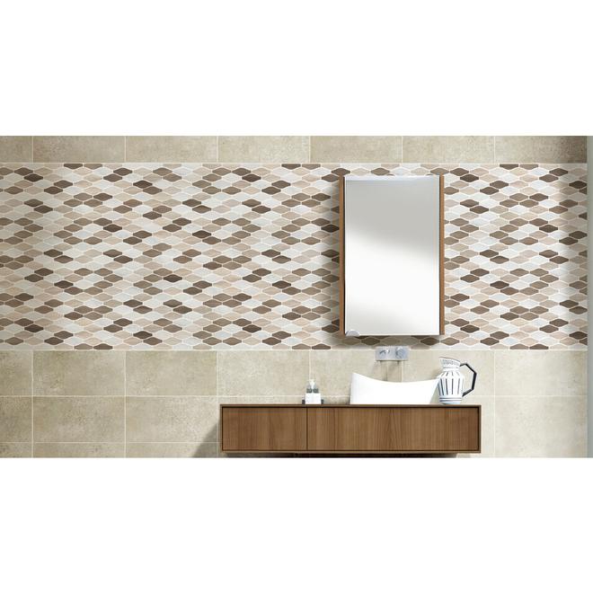 Faber 13-in x 14-in Athens Blend Wave Natural Stone Mosaic Wall Tile