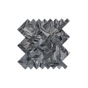 Carreaux de mosaïque pour sol et mur en pierre naturelle polie à chevrons noirs Zebra de 13 po x 12 po