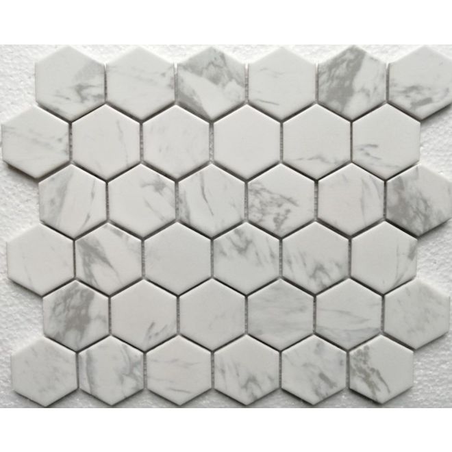 Faber 12.5-in x 10.87-in Marble white Hexagonal Mosaic Porcelain Tiles - 10/box