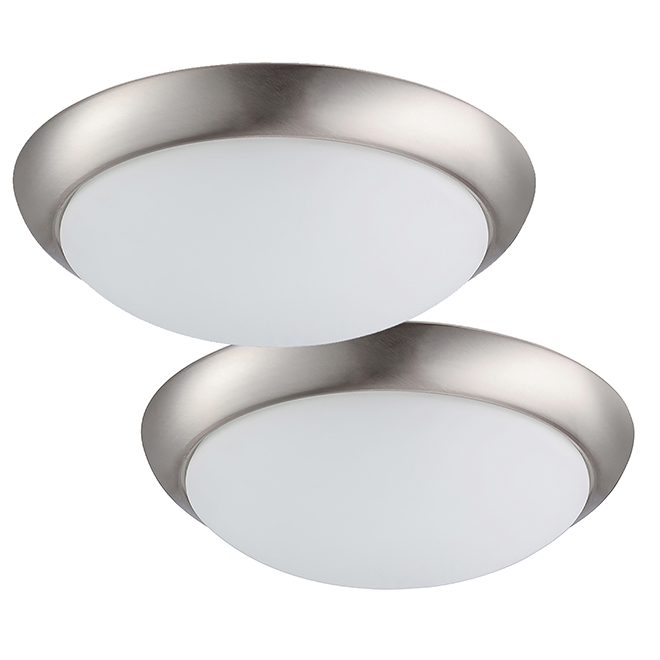 Uberhaus Project Source Flush Mount Ceiling Light Combo Pack Frosted Glass With Nickel Accents Led Dimmable 21401 Rona - Flush Mount Ceiling Light Led Dimmable