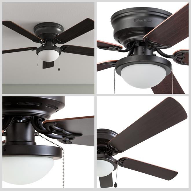 Ventilateur de plafond Armitage de Harbor Breeze 52 po bronze avec éclairage, 5 pales réversibles