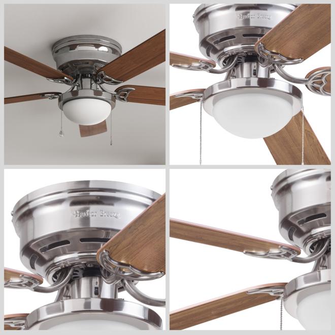 Harbor Breeze Armitage 52-in Brushed Nickel Indoor Flush Mount Ceiling Fan  with Light (5-Blade)