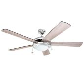 Harbor Breeze Traditional 1-Light Ceiling Fan Brushed Nickel 5 Blades 52-in dia