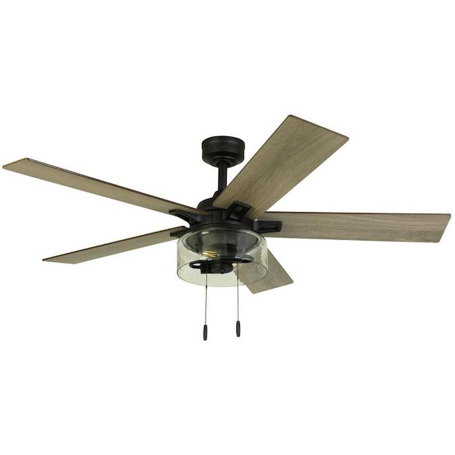 Ventilateur de plafond Hathaway de Harbor Breeze 52 po noir mat DEL, 5 pales réversibles