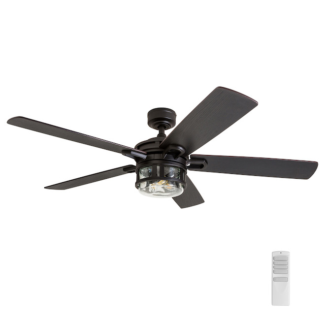 Image of Harbor Breeze | Seguin Falls 48-In Black LED Remote-Controlled Ceiling Fan - 5 Reversible Blades | Rona