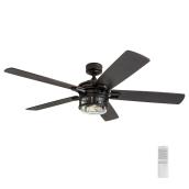 Harbor Breeze Seguin Falls 48-in Black LED Remote-Controlled Ceiling Fan - 5 Reversible Blades