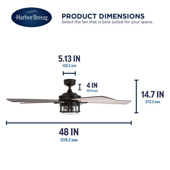 Harbor Breeze Seguin Falls 48-in Black LED Remote-Controlled Ceiling Fan - 5 Reversible Blades