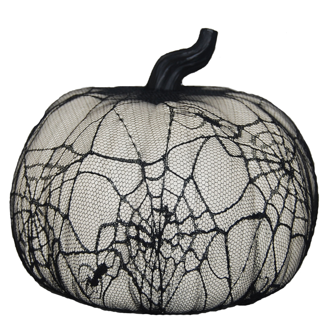 Pumpkin with Black Spider Web Lace - Polyresin - Black 7013006 | RONA