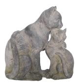 Statue de chats pour jardin, 13,7" x 7,4", résine, gris