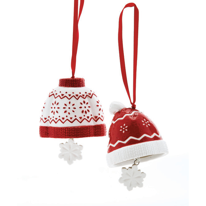 Pair of Christmas Ornaments Dolomite 7.5 cm Red/White 9D818040A