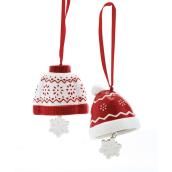Pair of Christmas Ornaments - Dolomite - 7.5 cm - Red/White
