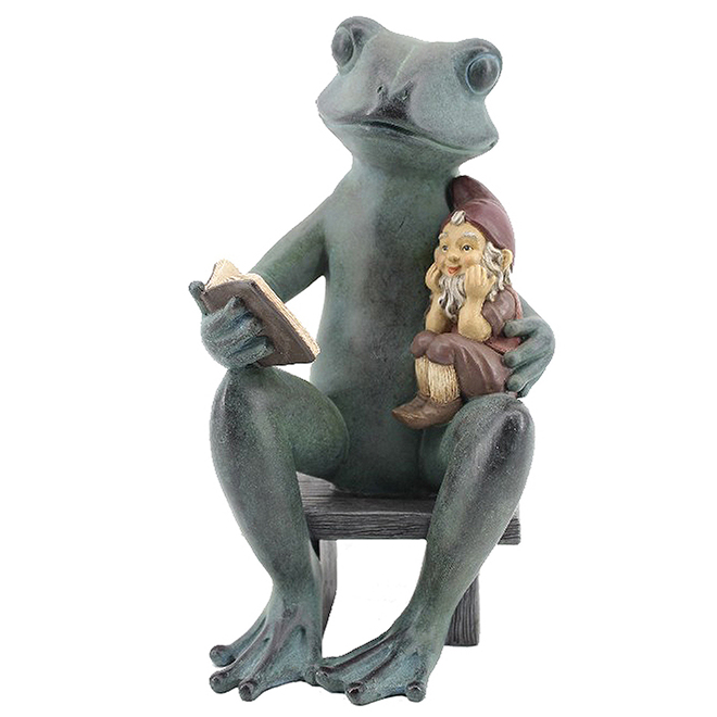 Frog/Garden Gnome 10 1/2'' Resin Green HS6319205 RONA