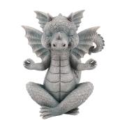 Statue de dragon assis, 12 1/2'', résine, gris