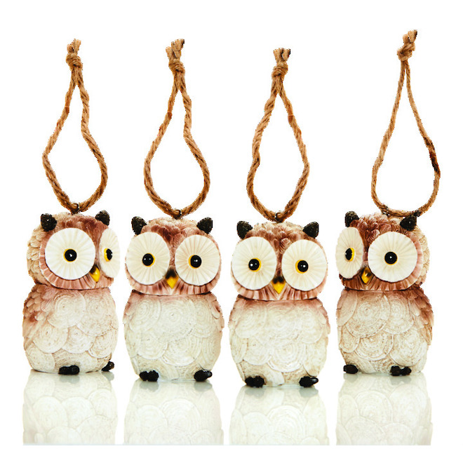 Holiday Living Ornamental Owls -  Brown - 4/Pack