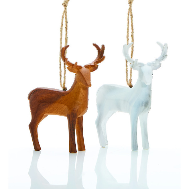 Holiday Living Deer Ornaments - Rustic Tidings - Brown and White - 4 ...