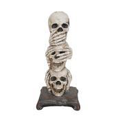 Halloween Three Skulls Candle Holder 12-in