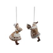 Holiday Living Santa and Mrs.Claus Ornaments - Resin - Brown - 2-Pack