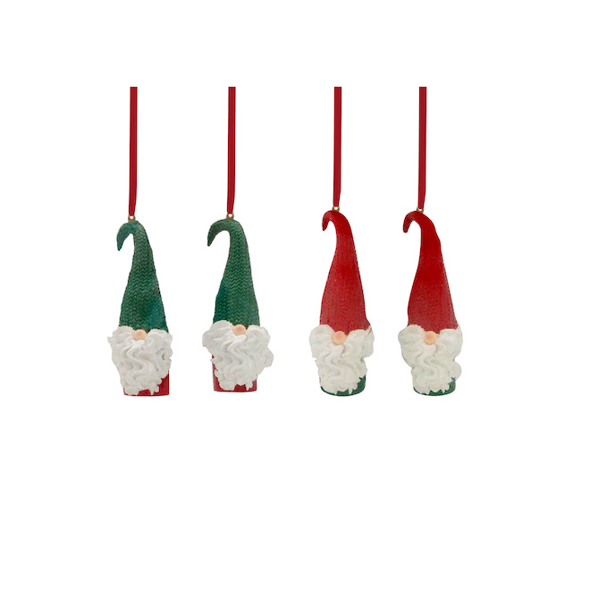 Holiday Living Gnome Ornament - Resin - Red/Green - 4-Pack
