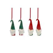 Ornement gnome pour arbre de Noël par Holiday Living, résine, rouge/vert, 4 par paquet