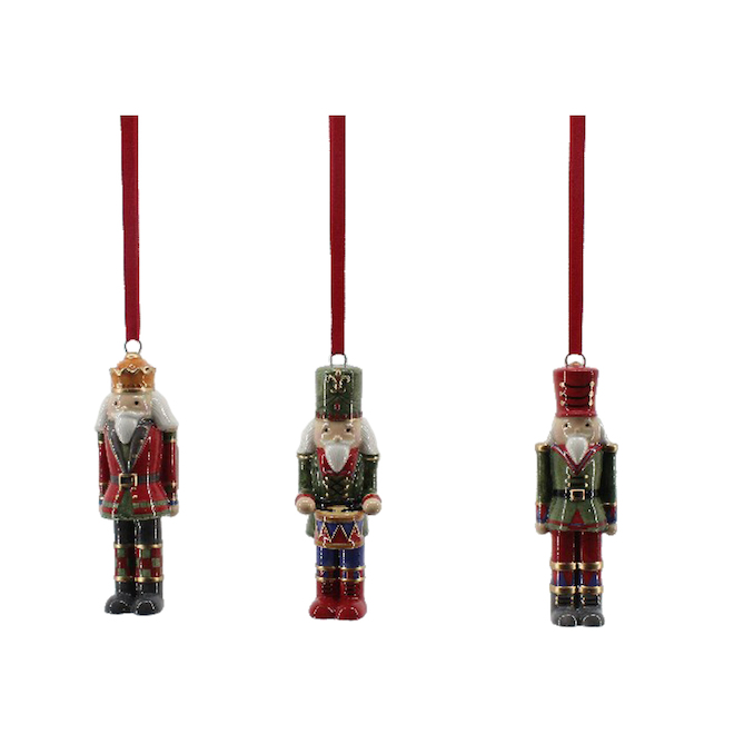 Holiday Living Nutcracker Ornament - Resin - Red/Green - 3-Pack