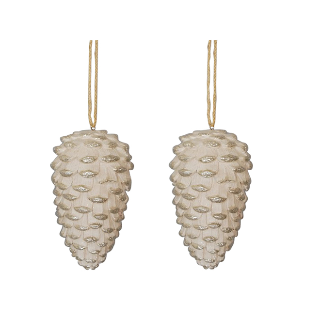 Holiday Living Pine Cone Ornament - Resin - White - 2-Pack