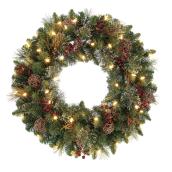 Couronne de Noël alimentée par piles Harrisville de Holiday Living, 50 lumières DEL blanc chaud, 24 po