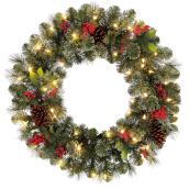 Holiday Living Battery Powered Christmas Wreath Clayton - 50 Warm White LED Lights - 30-in