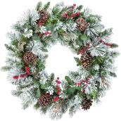 Holiday Living 30-in Unlit Indoor Flocked with Berry Artificial Christmas Wreath