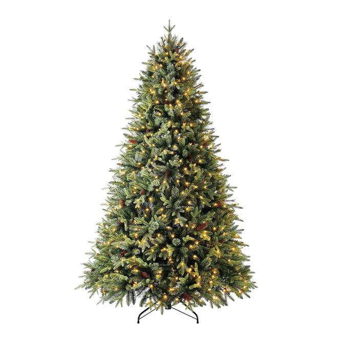 Holiday Living 7.5-ft Pre-Lit Artificial Hayden Pine Christmas Tree with 800 Warm White LED Lights