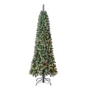 Holiday Living Sonoma Slim Tree Green Metal Support LED 7-ft