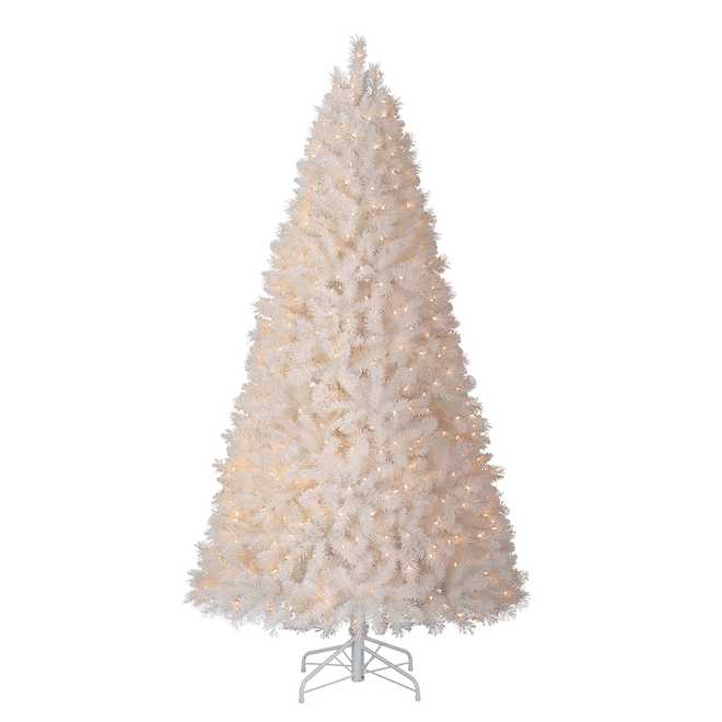 Holiday Living Jeffrey Pine Tree White Metal Support LED 7-ft