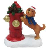 Dog with Fire Hydrant for Christmas Village - Polyresin